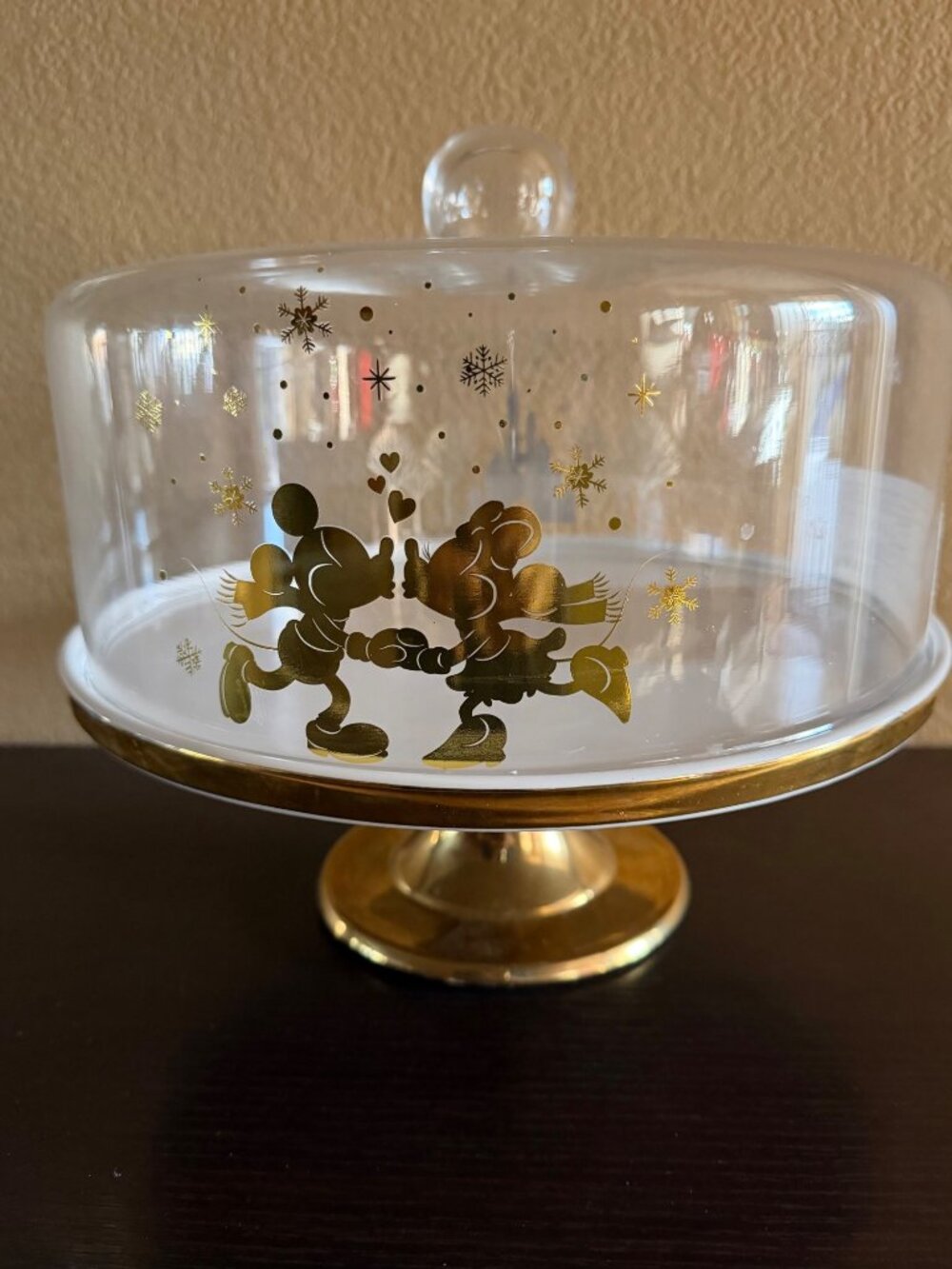 Disney Icy Winter Collection Mickey Minnie Mouse Covered Cake Stand USED w/FLAWS